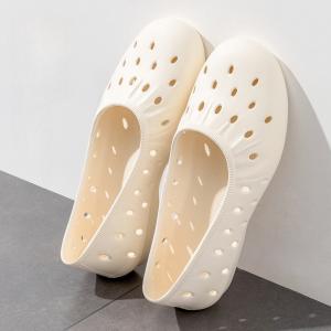 Yesteem 2025 New Summer Comfortable Clogs Shoes for Mother Hollow Lightweight Soft Sole Non-slip Flat Shoes for Women