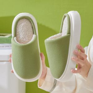 Yesteem Autumn Winter Customized Thick-soled Cotton Slippers for Women Couples Home Indoor Slippers Warm Non-slip Fluffy Slippers for Men