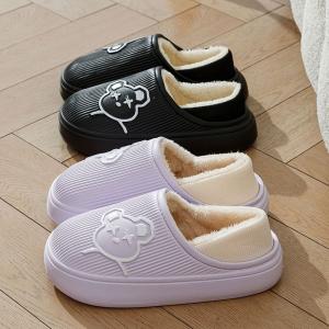 Yesteem Autumn Winter New Thickened Cotton Slippers with Non-slip Warm Cotton Slippers with Cloud-feeling for Couple Home Indoor Slippers