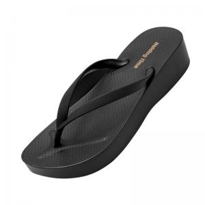 Yesteem Black Flip Flops with Wedge Thick-sole Sandals Indoor Outdoor Flip Flops Ladies Summer Seaside Beach Slippers for Women
