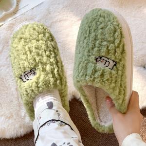 Yesteem New Plush Indoor Cotton Slippers for Women Autumn Winter Household Thick-sole Non-slip Warm Couple Slippers For Men Home