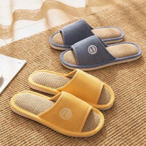 Yesteem New Summer Linen Slippers for Women Indoor Home Four Seasons Household Silent Sweat-absorbent Non-slip Spring Autumn Cotton Linen Slippers
