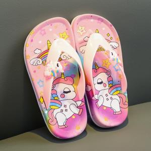 Yesteem New Unicorn Flip Flops for Kids Summer Indoor Outdoor Non-slip Girls' Sandals Princess Style Flip Flops Beach Shoes