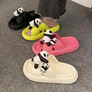 Yesteem Panda Fashion Cross Slippers for Summer Outdoor Thick-sole Cloud Feeling EVA Slippers Non-slip Anti-odor Home Slippers for Women