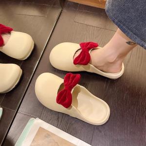 Yesteem Thick-soled Clogs for Women Summer Slippers for Outdoor New Home Beach Non-slip Bow-knot Sandals