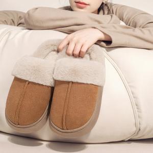 Yesteem Winter Warm Cotton Slippers for Ladies With Suede Fur EVA Home Indoor Shoes Outdoor with Thickening Suede