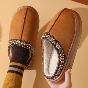 Yesteem Women's Cotton Slippers Micro Suede Warm Faux Fur Cozy Indoor Outdoor Slip On Shoes for Men